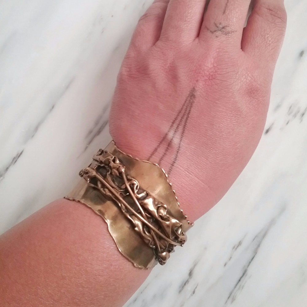SOLD 70s Brutalist Brass Cuff Bracelet Ernandes